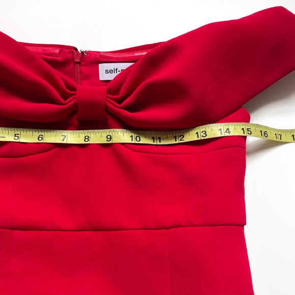 Self Portrait Crepe Bow Midi Dress Red Size UK 8 US 4 NEW NWT - Picture 10 of 14